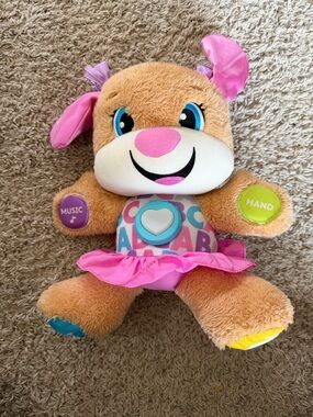 Fisher-Price Pink and Tan ABC Puppy Plush with Interactive Buttons